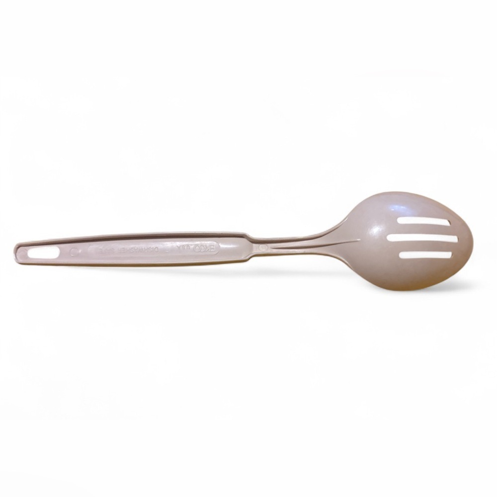 Vintage Almond Ekco Slotted Serving Spoon 11" Tan Made in USA-Slightly Used - Picture 2 of 5